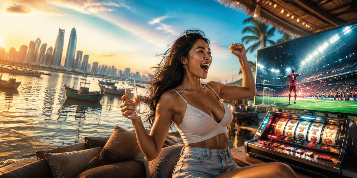 Người chơi tại bãi biển Mũi Né thưởng thức slot game trực tuyến trên điện thoại