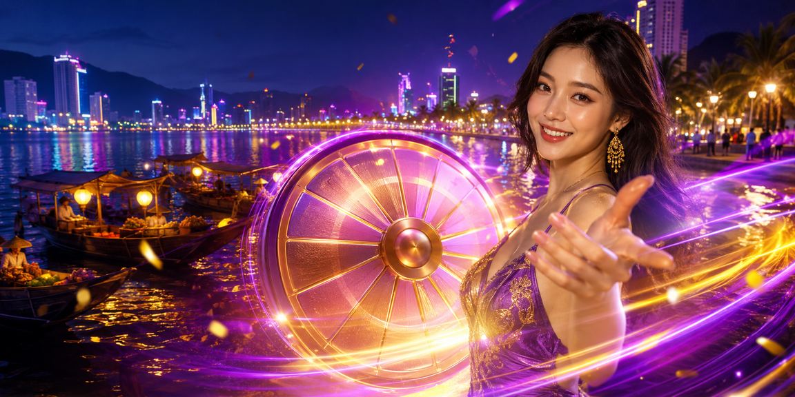 Bàn roulette neon tại Nha Trang về đêm với ánh đèn lung linh