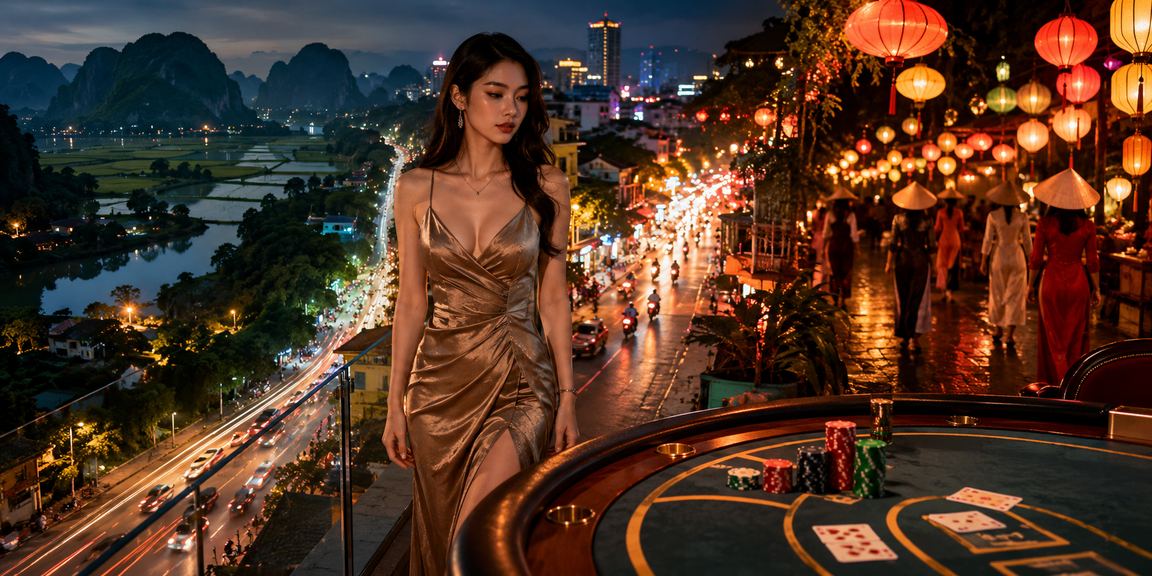 Người chơi thưởng thức cá cược buổi tối tại chợ đêm Ninh Bình